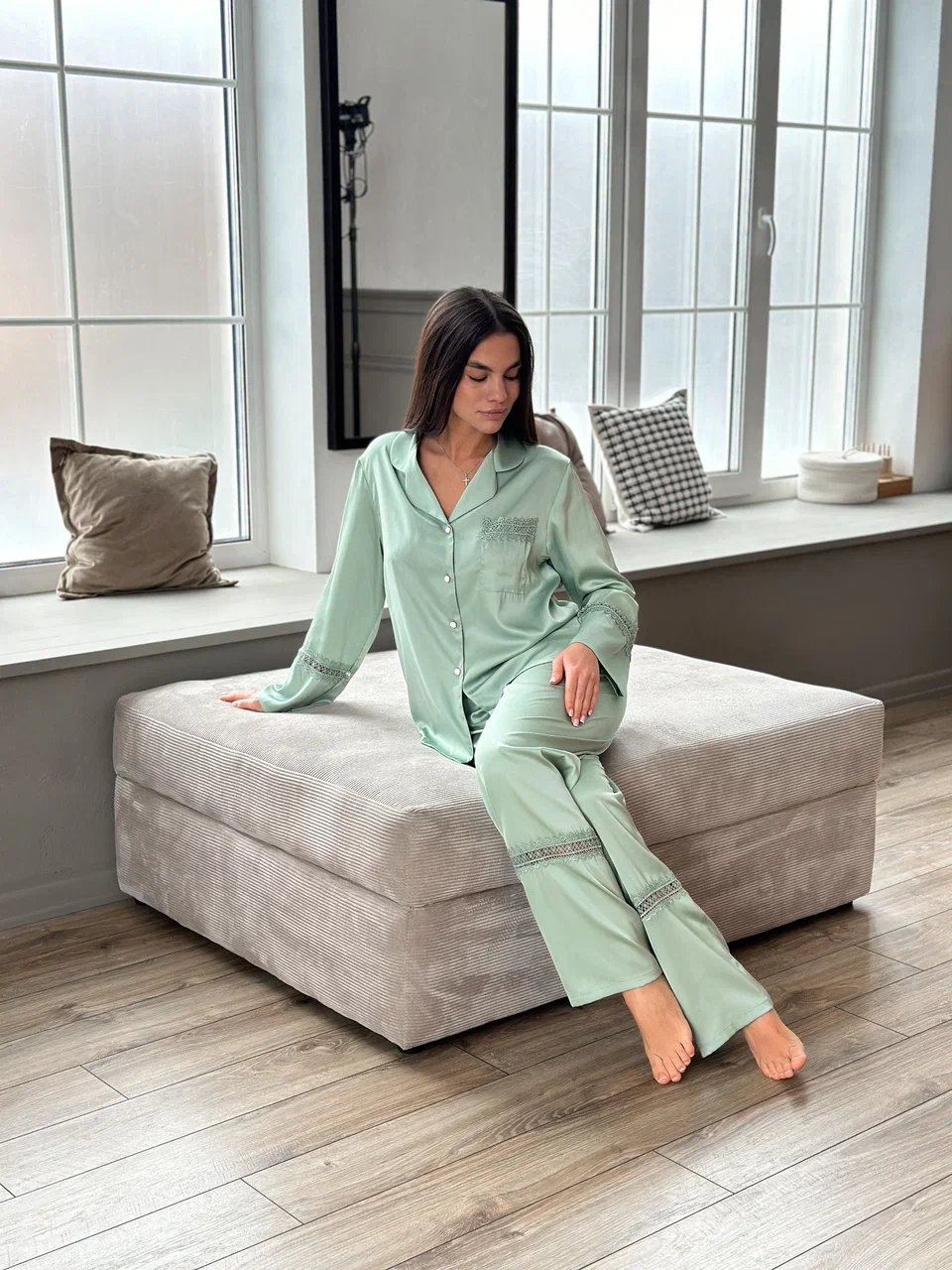 Двойка с кружевом Melissa Homewear, фисташковый