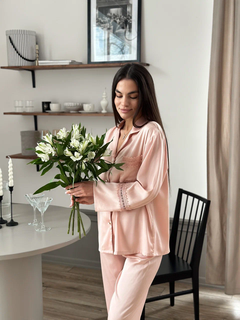 Двойка с кружевом Melissa Homewear, пудра